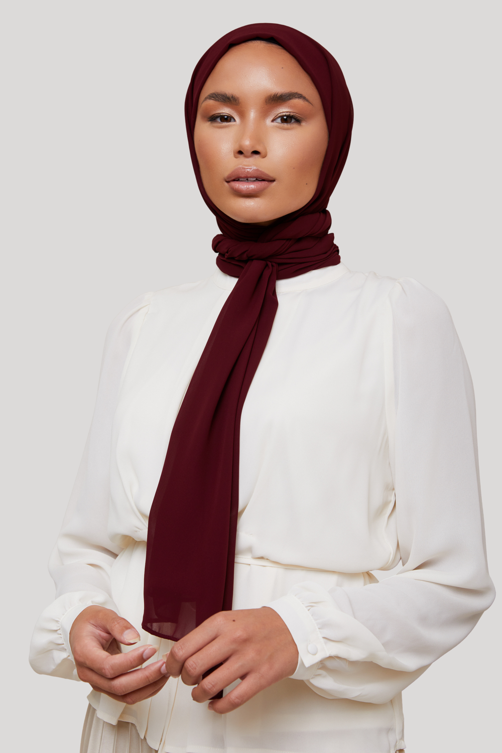 Small Luxury Chiffon Hijab - Deep Burgundy