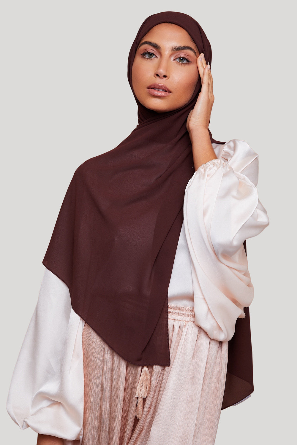 Premium Chiffon Hijab - Coffee Brown