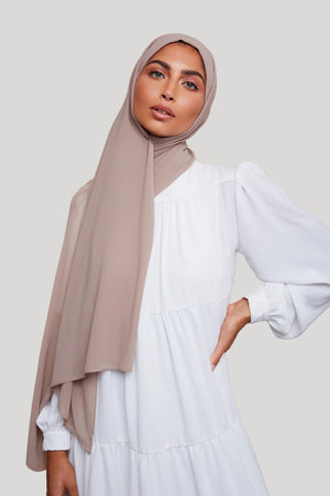 Premium Chiffon Hijab - Soft Taupe